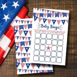 Lámina Bingo para Baby Shower del 4 de Julio Rojo, Blanco