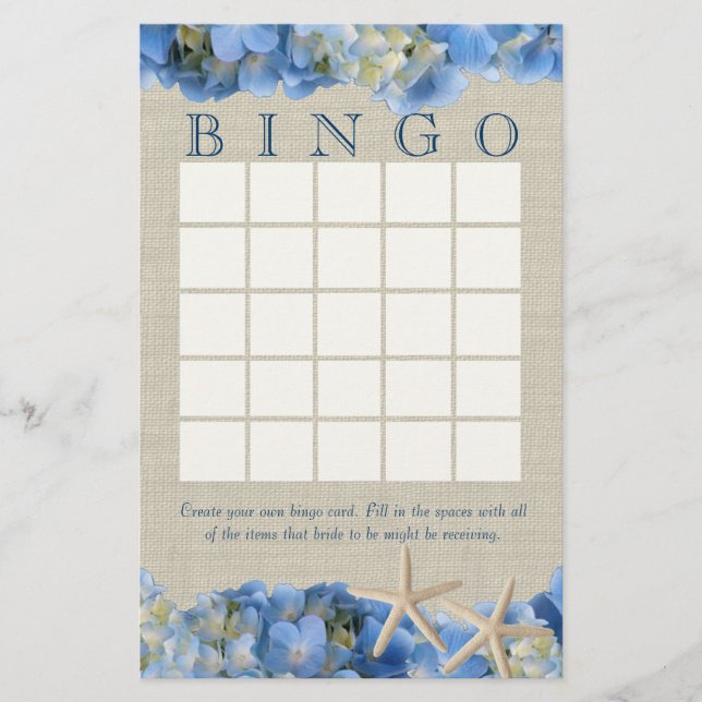 Lámina Bingo para la Fiesta de Regalos de Boda de Estrell (Anverso)