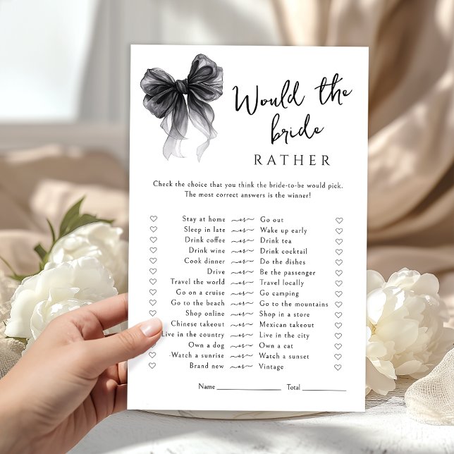 Lámina Black Bow Would She Rather Bridal Shower Game (Subido por el creador)