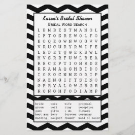 Lámina Black Bridal Party Shower Word Search Game