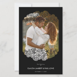 Lámina Black Budget Nice Floral Frame Wedding Photo