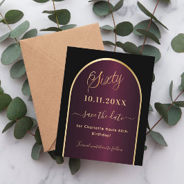 Lámina Black burgundy cumpleaños número 60 salve la tarje