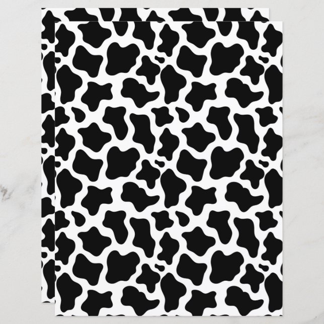 Lámina Black Cow Print Scrapbook Paper (Anverso / Reverso)