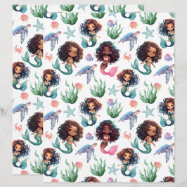 Lámina Black Mermaid Scrapbook Paper in White