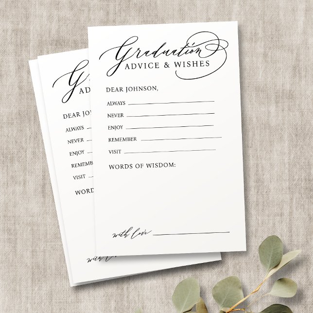 Lámina Black Modern Calligraphy Graduados consejos y dese (Black Modern Calligraphy Graduate advice & wishes)