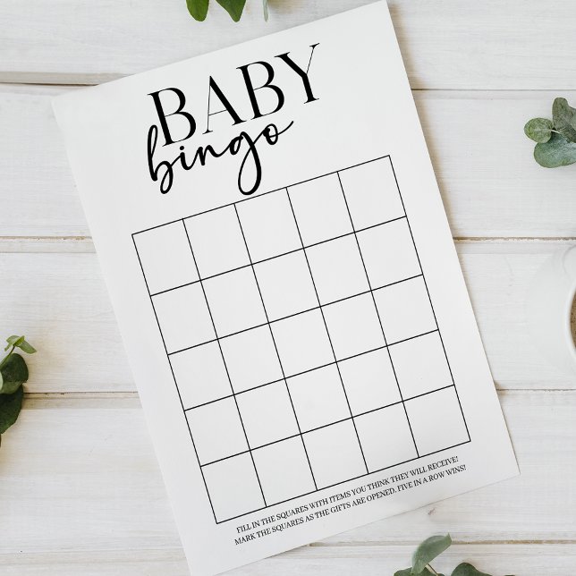 Lámina Black Modern Simple Double Sided Baby Shower Game (Subido por el creador)