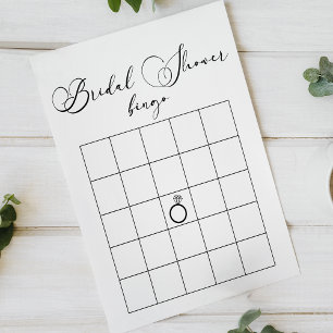 Lámina Black Moderno Script Simple Bridal Shower Bingo