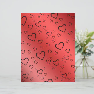 Lámina Black Outlines Hearts on Red Ombre Scrapbook Paper