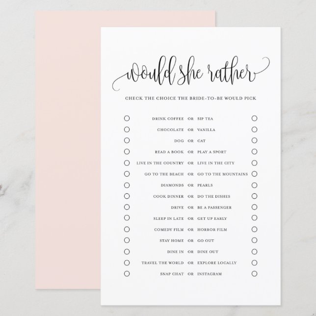 Lámina Black Script Prefiere Un Juego De Ducha De Novias (Anverso / Reverso)