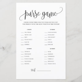 Lámina Black Script What's In Your Purse Shower Game