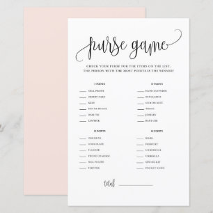 Lámina Black Script What's In Your Purse Shower Game