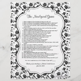 Lámina Black White Floral Juego de ducha de novia recién