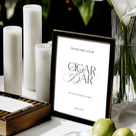 Lámina Black & White Minimalist Cigar Bar Wedding Sign