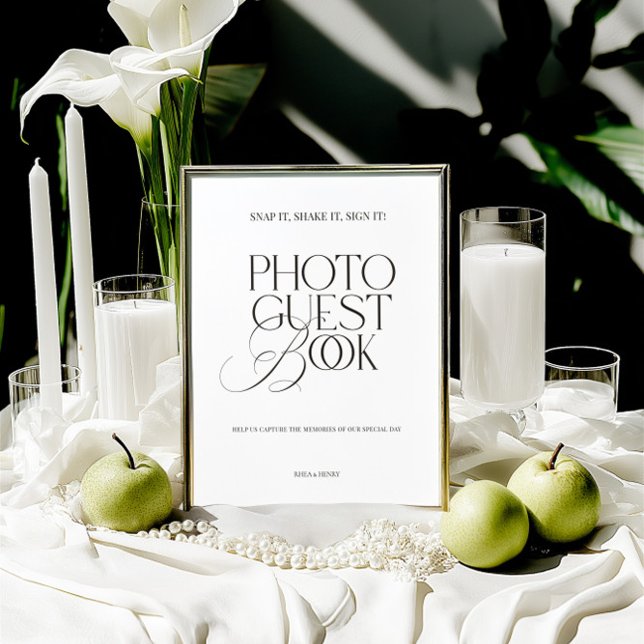 Lámina Black & White Modern Classic Photo Guest Book Sign (Black & White Modern Classic Photo Guest Book Sign)