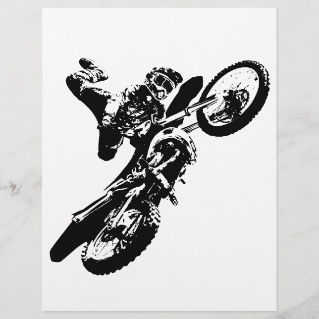 Lámina Black White Pop Art Motocross Motoryle Sport (Anverso)