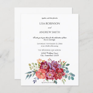 Lámina Blanco floral trópico rosa y ciruela de presupuest