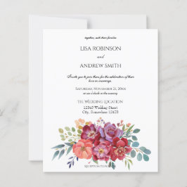 Lámina Blanco floral trópico rosa y ciruela de presupuest