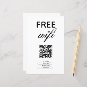 Lámina Blanco negro Simple Wi-Fi gratis QR Code Place