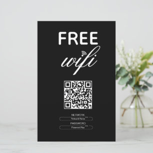 Lámina Blanco negro Simple Wi-Fi gratis QR Code Place