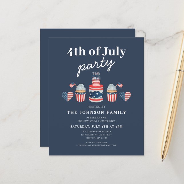 Lámina Blanco Rojo Cuto Y Azul 4 De Julio Fiesta (Anverso/Reverso In Situ)