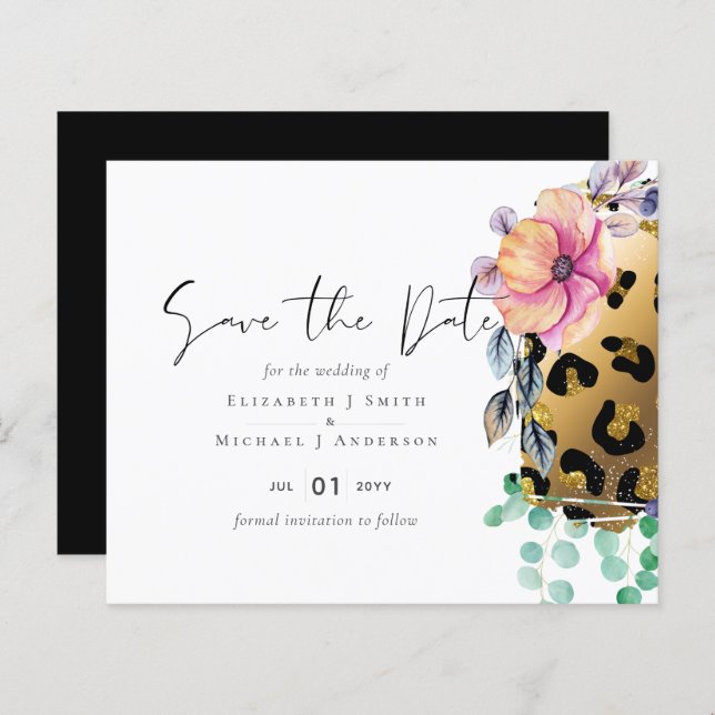 Lámina Bling Girly Glam Leopard Imprimir Boda de oro rosa (Anverso / Reverso)