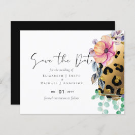 Lámina Bling Girly Glam Leopard Imprimir Boda de oro rosa