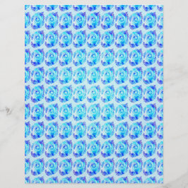 Lámina Blue Abstract Roses Scrapbook Paper 2-Sided Page