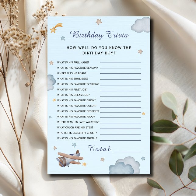 Lámina Blue Airplane Birthday Trivia Party Game (Subido por el creador)