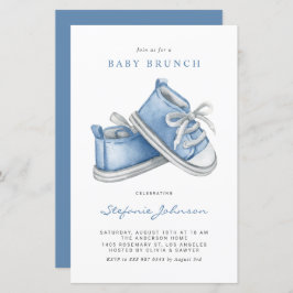 Lámina Blue Baby Shoes It's a Boy Baby Brunch Invitation