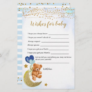 Lámina Blue Bearly Baby Shower Desea Bebé