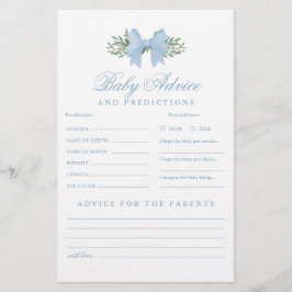 Lámina Blue Bow Baby Advance y Predictions Shower Game