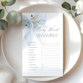 Lámina Blue Bow Baby word Scramble baby ducha partida