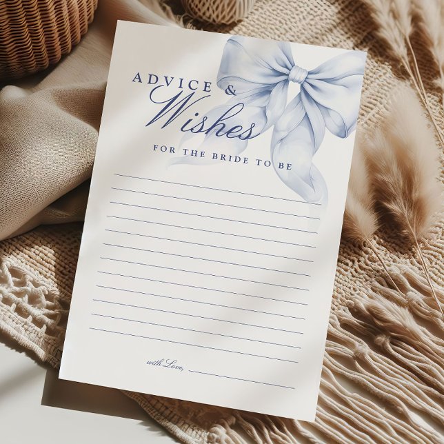 Lámina Blue Bow Bridal Shower Advice para la novia (Subido por el creador)