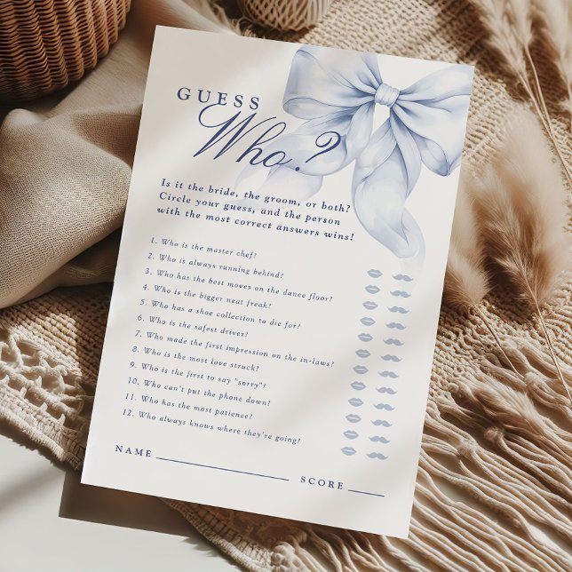 Lámina Blue Bow Brillante Shower adivina quién dijo el ju (Subido por el creador)