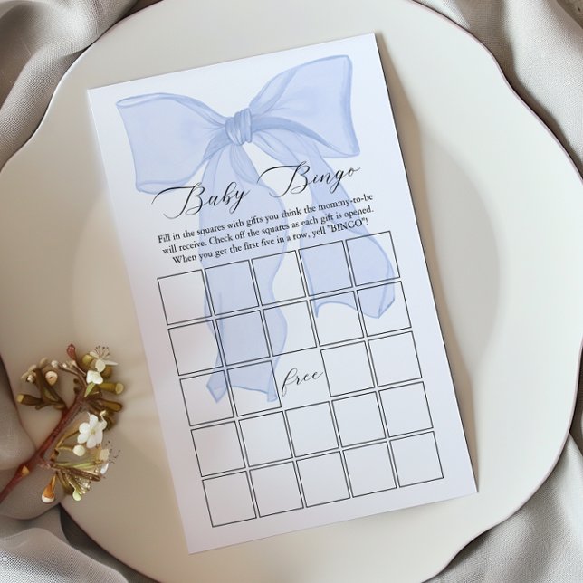 Lámina Blue Bow Coquette Baby Shower Baby Bingo (Subido por el creador)