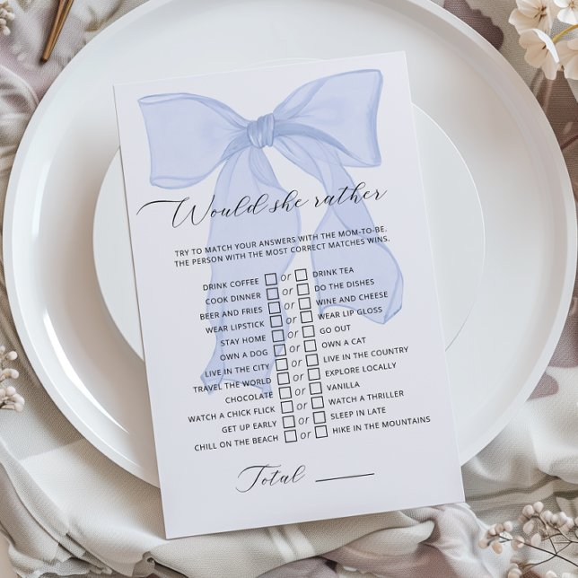 Lámina Blue Bow Coquette Baby Shower Prefiere (Subido por el creador)