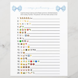 Lámina Blue Bow Emoji moderna Books Juego de Baby Shower