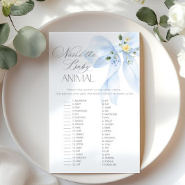 Lámina Blue Bow Nombre el juego de la ducha de bebé anima