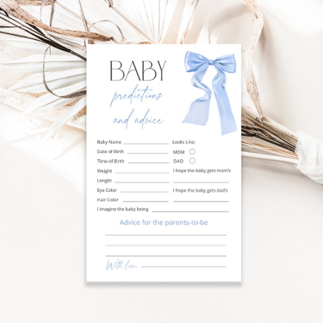 Lámina Blue Bow Predictions and Advances Baby Shower Game (Subido por el creador)