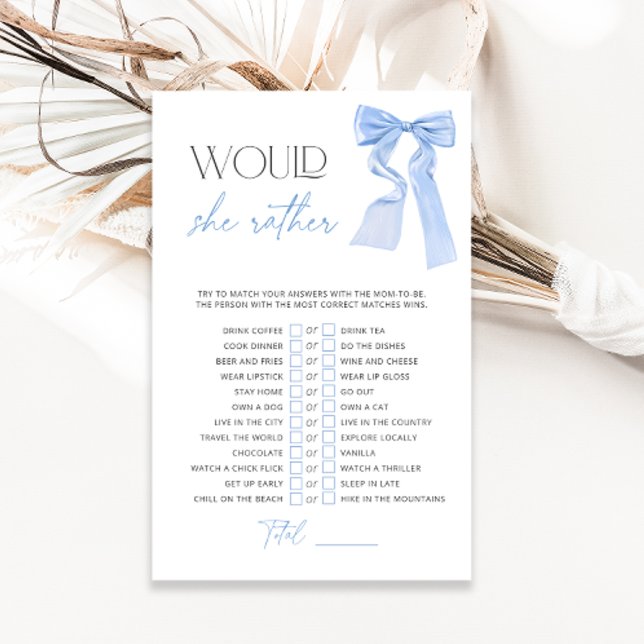 Lámina Blue Bow Prefiere Un Juego De Baby Shower (Subido por el creador)