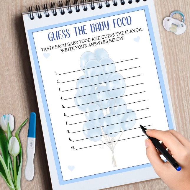 Lámina Blue Boy Balloon Food Guing Baby Shower Game (Blue Boy Balloon Food Guessing Baby Shower Game)