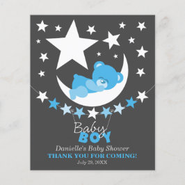 Lámina Blue Boy Sleeping Teddy Bear Party Favor Gracias