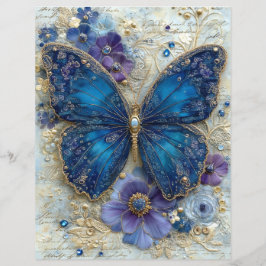 Lámina Blue Butterfly Junk Journal Scrapbook Paper