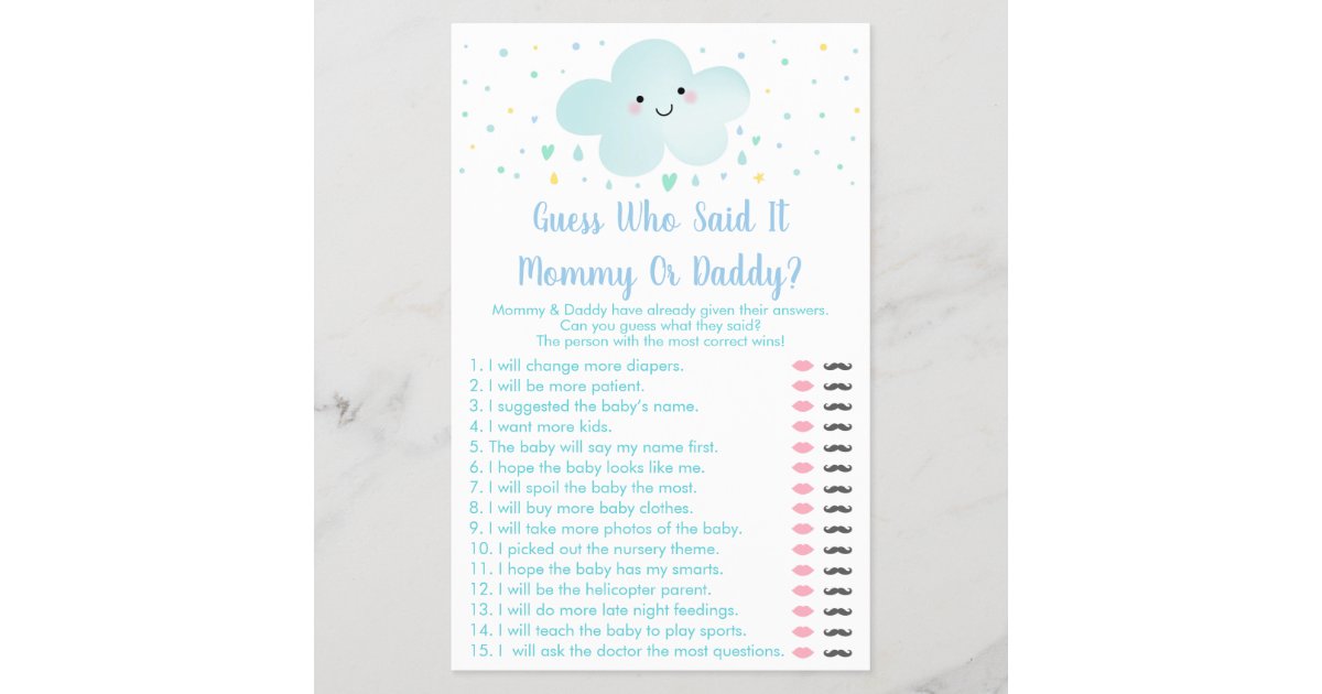 Lamina Blue Cloud Stars Adivina Quien Dijo Que El Juego D Zazzle Es