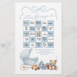 Lámina Blue Coquette Baby Carriage Find The Guest Bingo