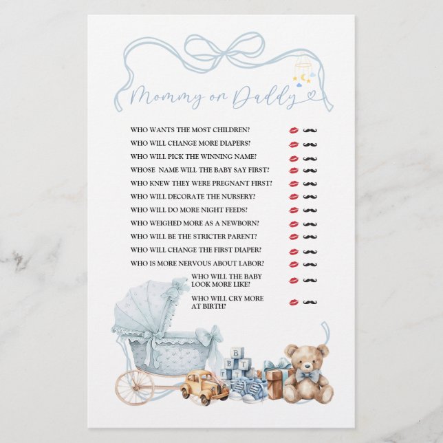 Lámina Blue Coquette Baby Carriage Mommy or Daddy (Anverso)