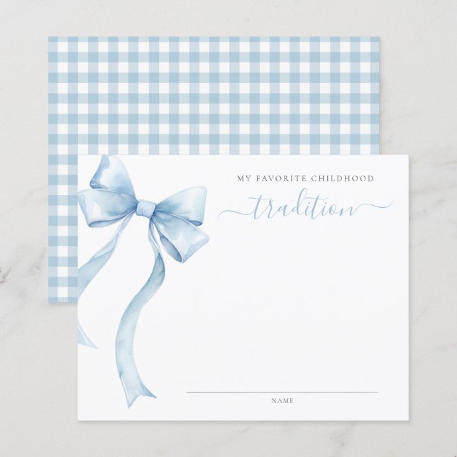 Lámina Blue Coquette Bow Baby Shower Tradition (Anverso / Reverso)