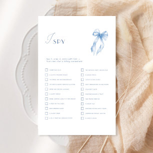 Lámina Blue Coquette Bow I Spy Bridal Shower Game