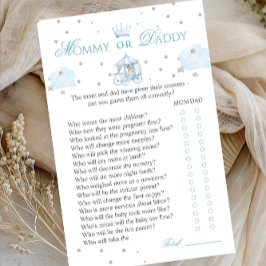 Lámina Blue Crown Mommy or Daddy Baby Shower Game Card