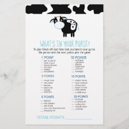 Lámina Blue Dairy Cow ¿Qué hay en tu juego de bolso?